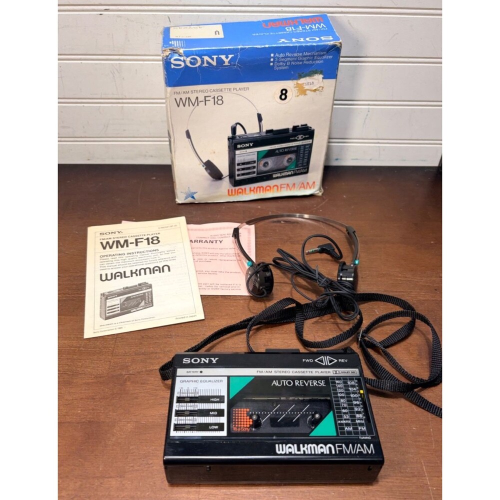 Sony Walkman WM-F18 Portable Cassette Player FM/AM Stereo Auto Reverse **in box